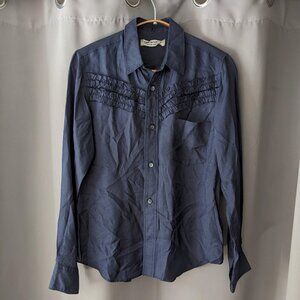 Comme des Garçons Blouse Acetate Made in France Navy Ruffled Small/Medium